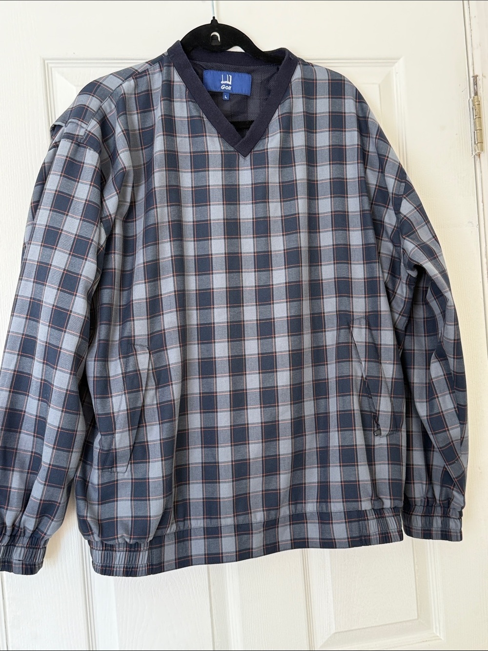 Vintage Plaid Dunhill Golf Plaid Windbreaker Pullover in Blue Plaid size L